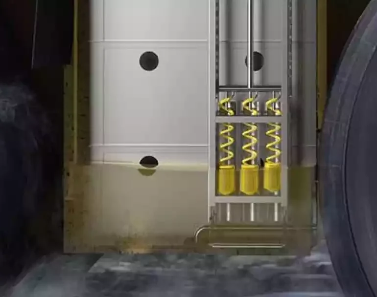 In-tank shot of dump truck reducing CO₂ emissions
